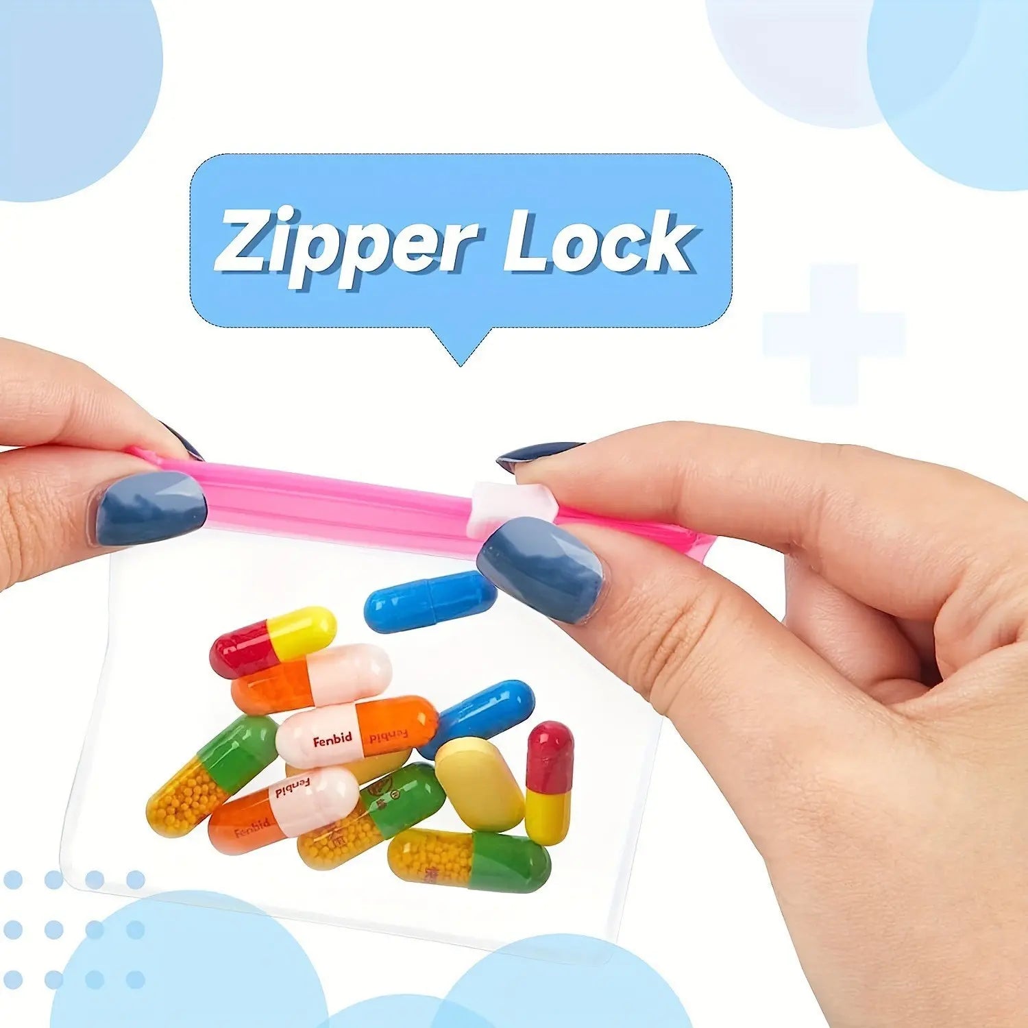 Clear Zipper Pill Storage Bag, 7PCS Reusable Pill Organizer, Portable Vitamin Organizer, Supplement Organizer, Portable Pill Storage Pouches for Travel, Home Organizer for Pills & Small Items, Medicine Organizer