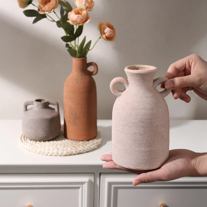 Ivydale Ceramic Vase Set, 3Pcs Flower Vases for Modern Boho Farmhouse Decor, Decorative Vases for Pampas Grass & Dried Flowers, Distressed Finish