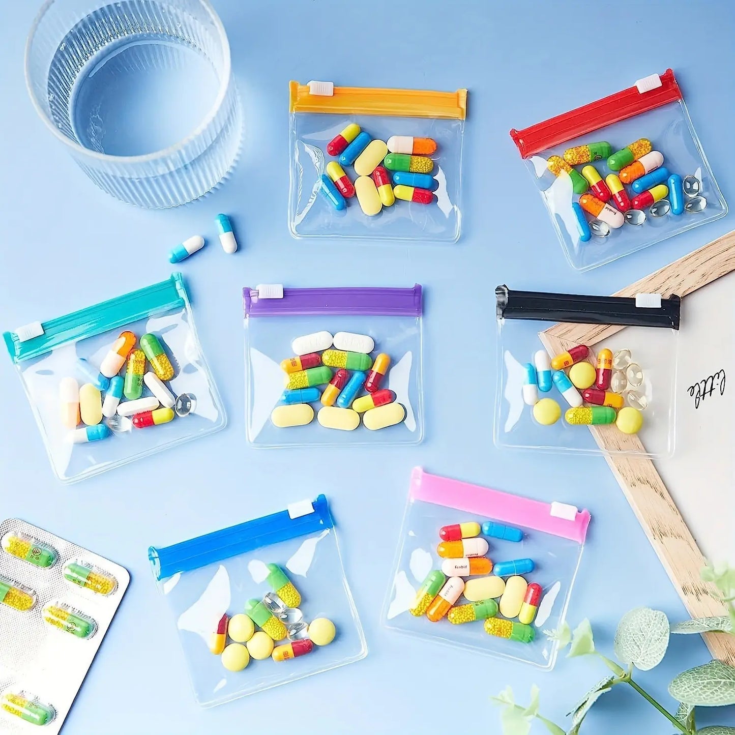 Clear Zipper Pill Storage Bag, 7PCS Reusable Pill Organizer, Portable Vitamin Organizer, Supplement Organizer, Portable Pill Storage Pouches for Travel, Home Organizer for Pills & Small Items, Medicine Organizer
