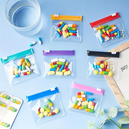 Clear Zipper Pill Storage Bag, 7PCS Reusable Pill Organizer, Portable Vitamin Organizer, Supplement Organizer, Portable Pill Storage Pouches for Travel, Home Organizer for Pills & Small Items, Medicine Organizer
