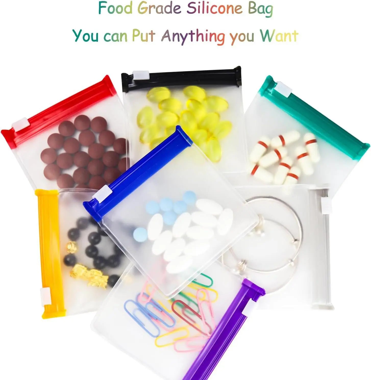 Clear Zipper Pill Storage Bag, 7PCS Reusable Pill Organizer, Portable Vitamin Organizer, Supplement Organizer, Portable Pill Storage Pouches for Travel, Home Organizer for Pills & Small Items, Medicine Organizer