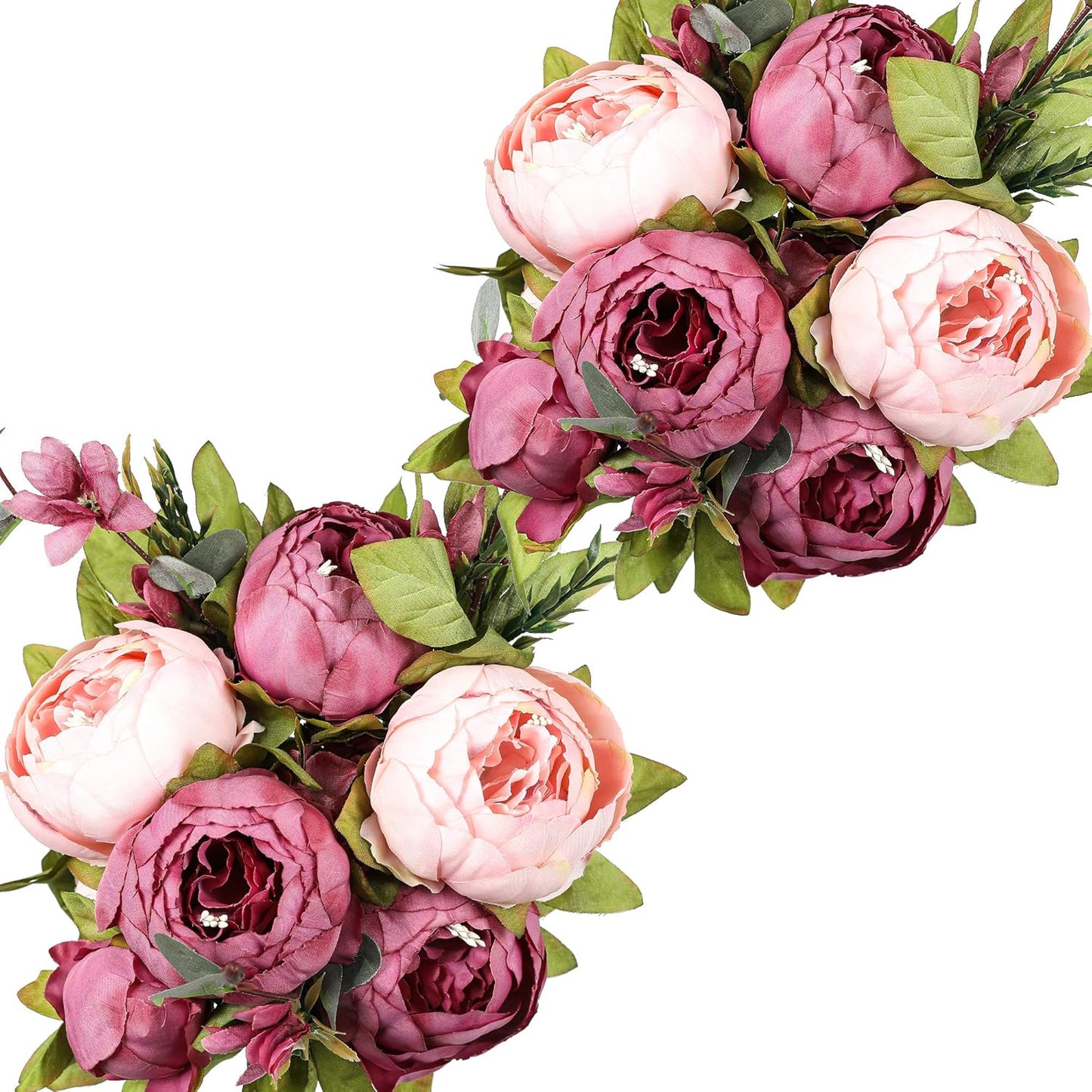2Pcs Artificial Peony Silk Flowers Bouquet for Wedding Home Garden Party Decoration (New Cameo Brown)