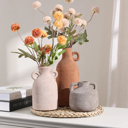 Ivydale Ceramic Vase Set, 3Pcs Flower Vases for Modern Boho Farmhouse Decor, Decorative Vases for Pampas Grass & Dried Flowers, Distressed Finish