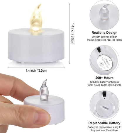 Battery Operated LED Tea Lights: 24PACK Flameless Votive Candles Lamp Realistic and Bright Flickering Holiday Gift Long Lasting 200Hours for Seasonal & Festival Celebration Warm White