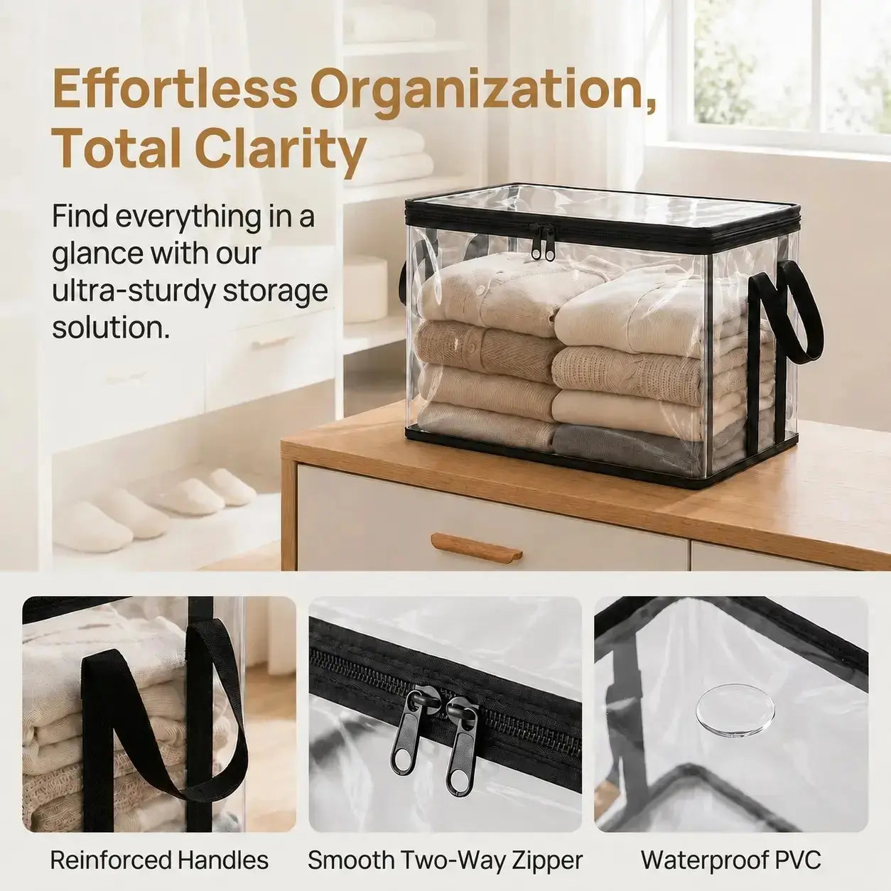 【Fathersdaygift】Stuffed Animal Storage Box with Handle, Clear PVC Plush Toy Organizer Bin for Kids Room & Playroom, Dustproof Foldable Doll Storage Container, Large Capacity Home Storage Basket for Bedroom, Nursery & Gift Use Summerwins