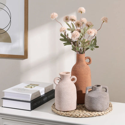 Ivydale Ceramic Vase Set, 3Pcs Flower Vases for Modern Boho Farmhouse Decor, Decorative Vases for Pampas Grass & Dried Flowers, Distressed Finish