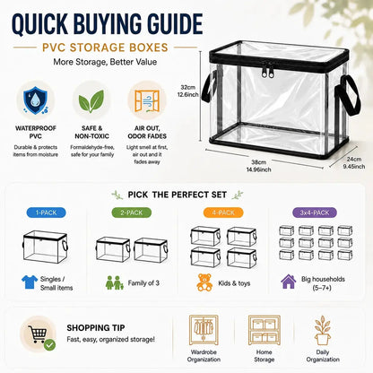 【Fathersdaygift】Stuffed Animal Storage Box with Handle, Clear PVC Plush Toy Organizer Bin for Kids Room & Playroom, Dustproof Foldable Doll Storage Container, Large Capacity Home Storage Basket for Bedroom, Nursery & Gift Use Summerwins