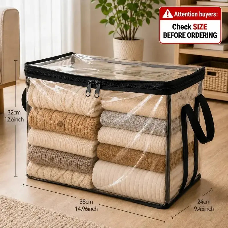 【Fathersdaygift】Stuffed Animal Storage Box with Handle, Clear PVC Plush Toy Organizer Bin for Kids Room & Playroom, Dustproof Foldable Doll Storage Container, Large Capacity Home Storage Basket for Bedroom, Nursery & Gift Use Summerwins