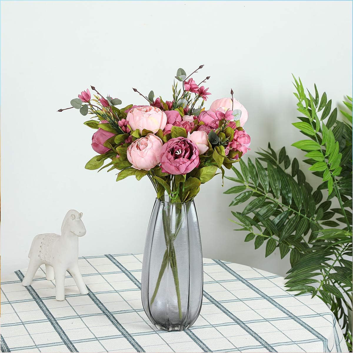 2Pcs Artificial Peony Silk Flowers Bouquet for Wedding Home Garden Party Decoration (New Cameo Brown)